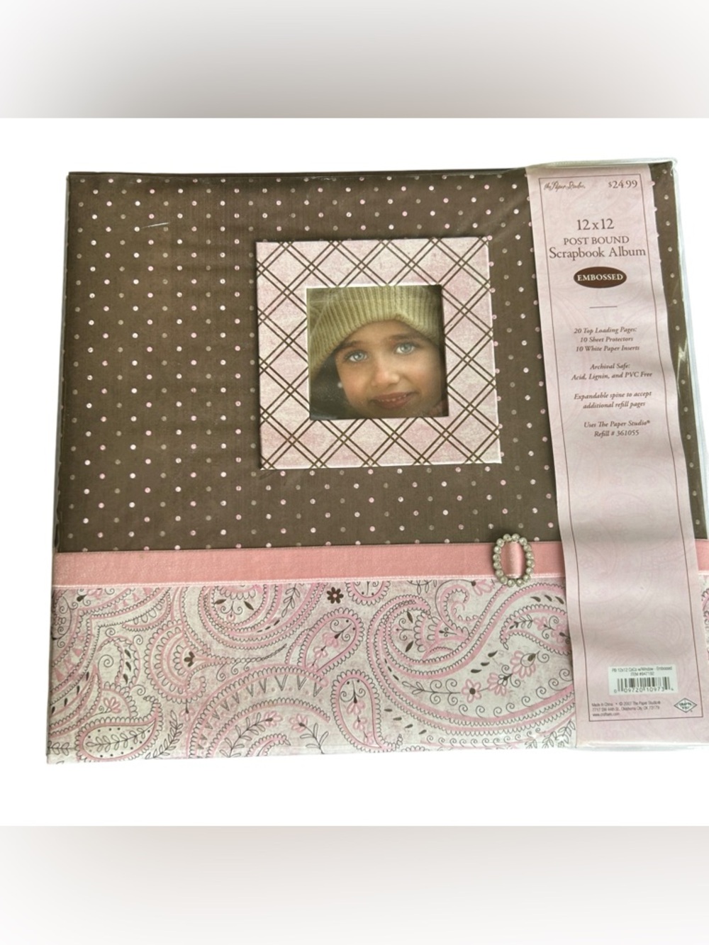 Paper Studio 12 x 12 Scrapbook Album Pink and Brown Photo CoCo Window NEW